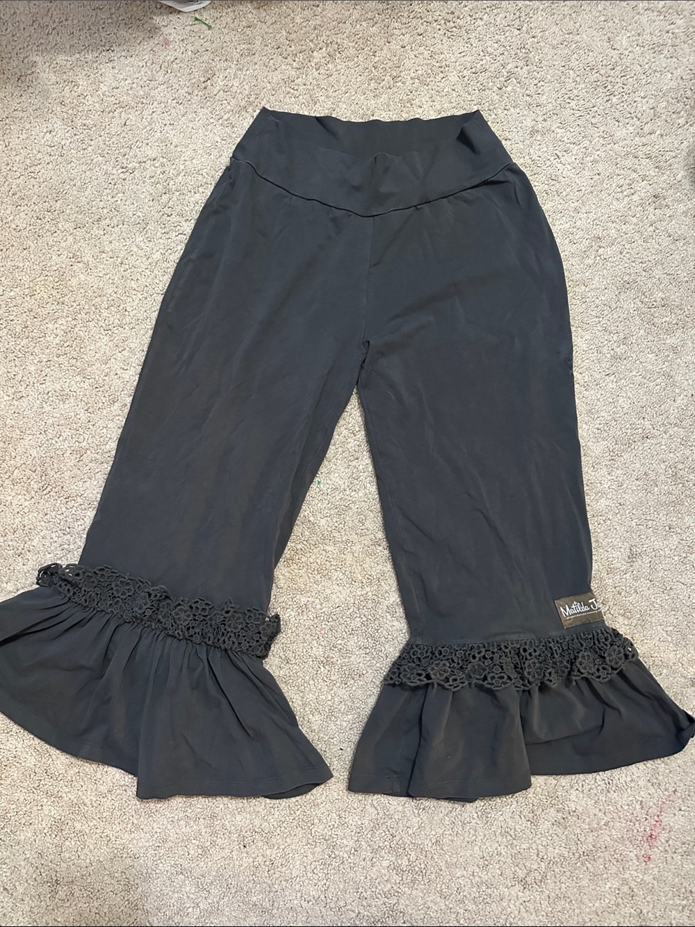 Matilda Jane Black Ruffle Hem Wide-Leg Pants